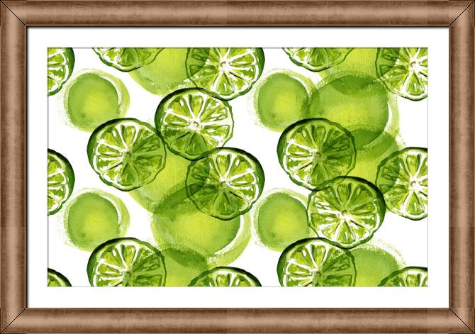 Купить и печать на заказ Картины в рамке, багете Акварельные лаймы