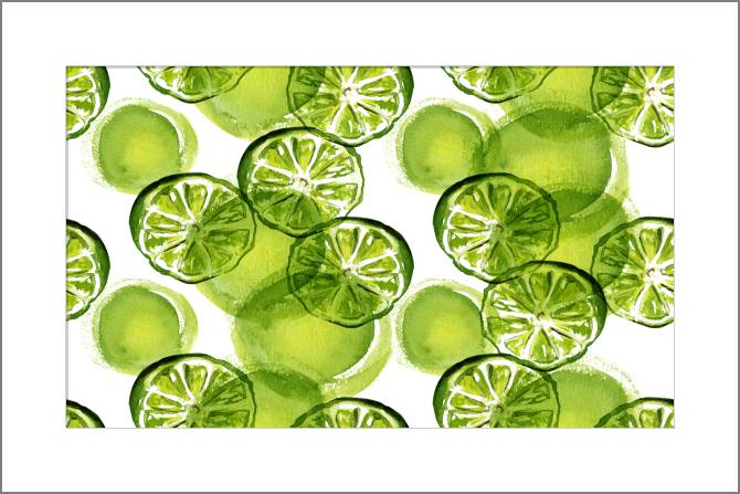 Купить и печать на заказ Картины, фото с паспарту Акварельные лаймы