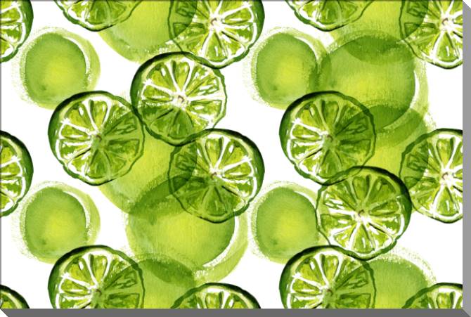 Купить и печать на заказ Картины на пластике, пеноркартоне Акварельные лаймы