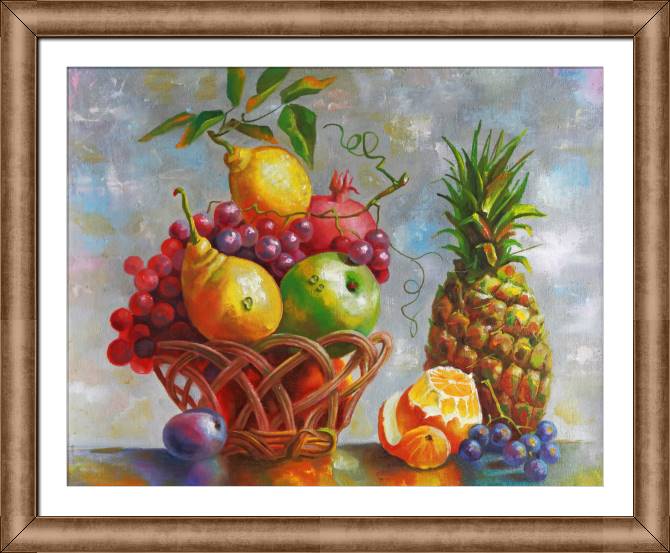 Купить и печать на заказ Картины в рамке, багете Натюрморт с ананасом