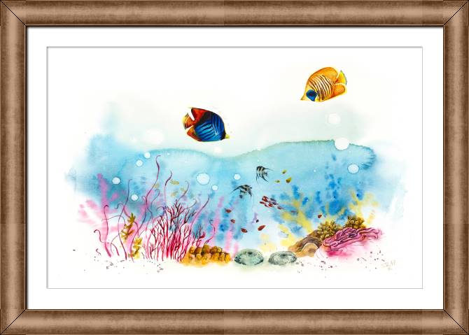 Купить и печать на заказ Картины в рамке, багете Акварельный рисунок морские жители