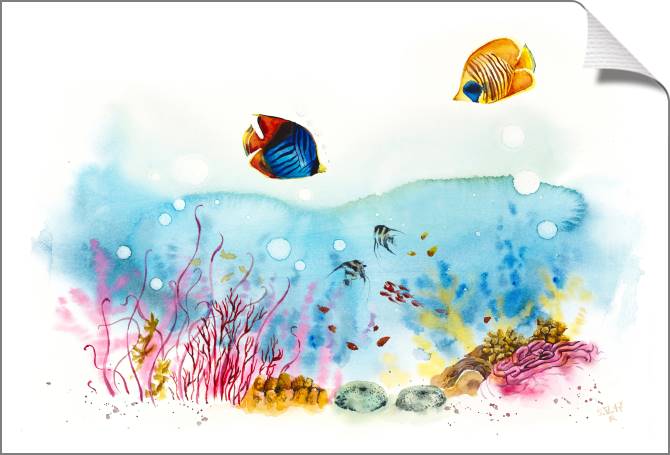 Купить и печать на заказ Картины на холсте Акварельный рисунок морские жители