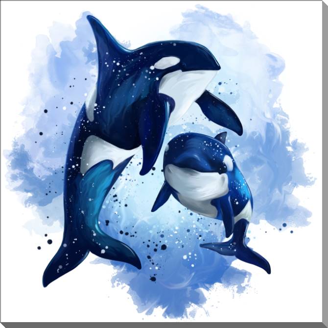 Купить и печать на заказ Картины на пластике, пеноркартоне Цифровая иллюстрация косатки
