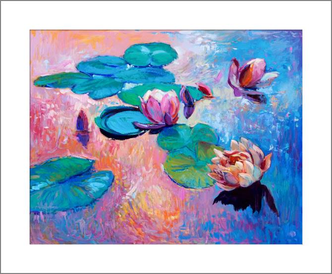 Купить и печать на заказ Картины, фото с паспарту Живописные лилии