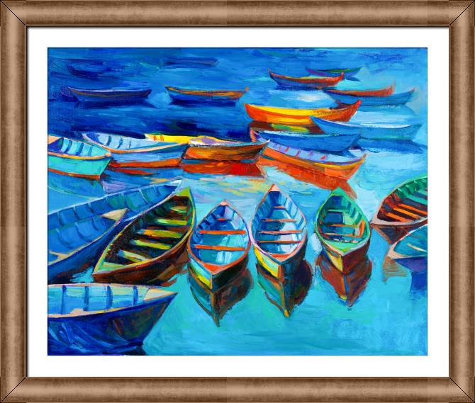 Купить и печать на заказ Картины в рамке, багете Живописные лодки
