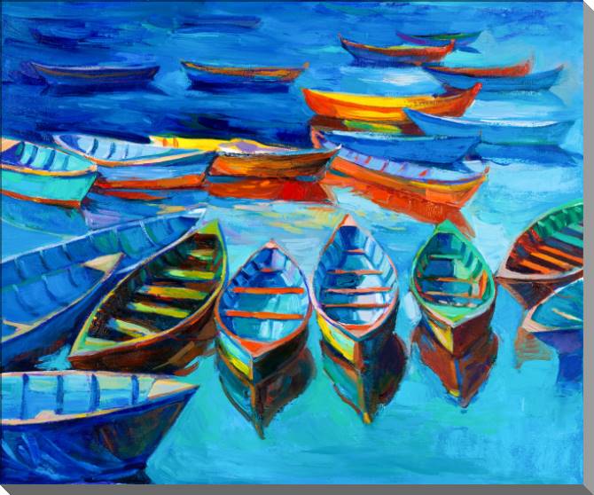 Купить и печать на заказ Картины на пластике, пеноркартоне Живописные лодки