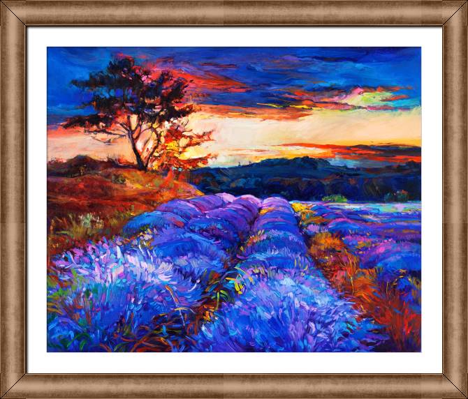 Купить и печать на заказ Картины в рамке, багете Поле лаванды на закате