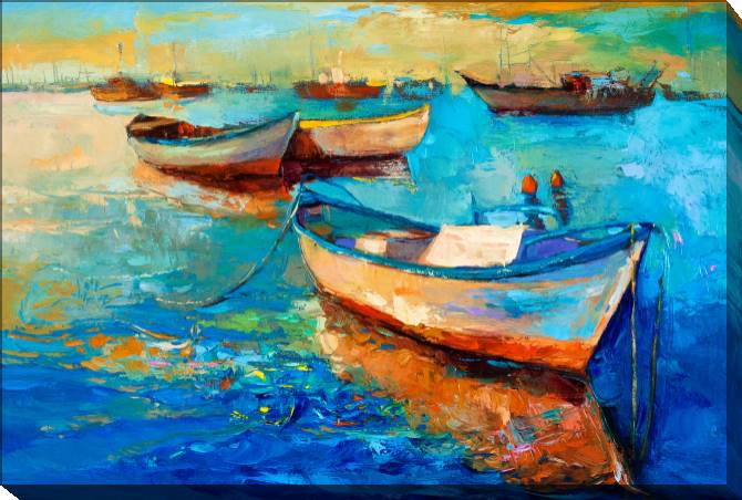 Купить и печать на заказ Картины Живописные лодки современный импрессионизм