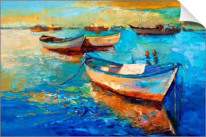 Купить и печать на заказ Картины на холсте Живописные лодки современный импрессионизм