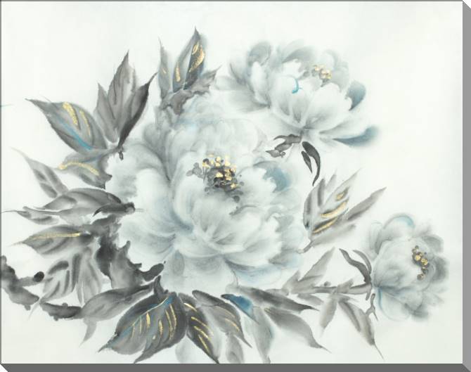Купить и печать на заказ Картины на пластике, пеноркартоне Акварельные пионы с золотыми штрихами