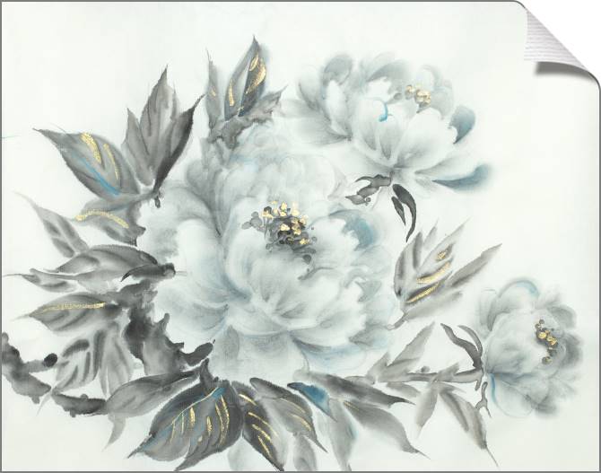 Картины на холсте Watercolor peonies with gold touches