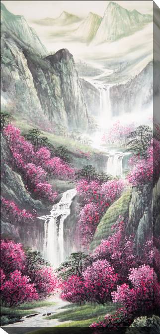 Купить и печать на заказ Картины Китайский пейзаж с водопадом