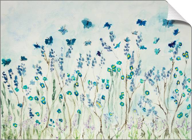 Картины на холсте Delicate watercolor flowers and butterflies