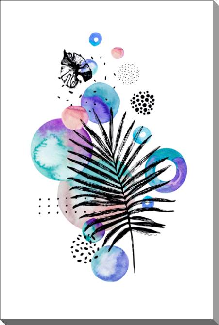 Купить и печать на заказ Картины на пластике, пеноркартоне Тропический лист на акварельном фоне