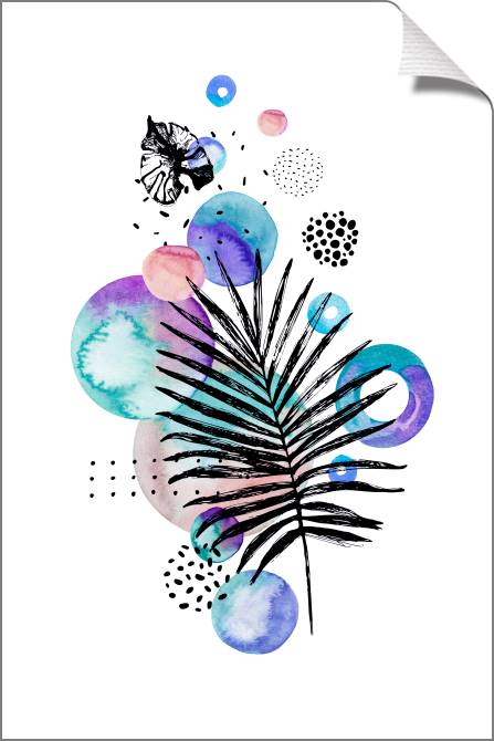 Paintings on canvas Tropical leaf on watercolor background