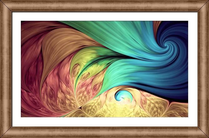 Купить и печать на заказ Картины в рамке, багете Разноцветные волны абстракция