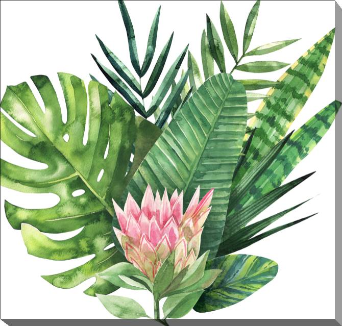 Купить и печать на заказ Картины на холсте Композиция из тропических листьев