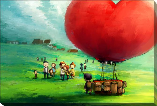 Купить и печать на заказ Картины на холсте Цифровая живопись воздушный шар