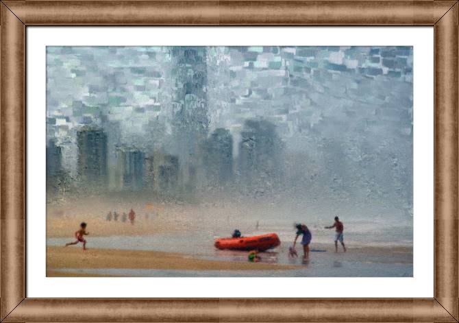 Купить и печать на заказ Картины в рамке, багете Семья на городском пляже