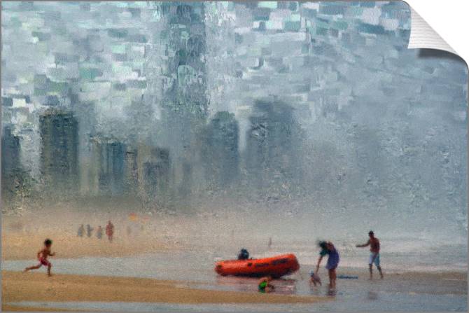 Купить и печать на заказ Картины на холсте Семья на городском пляже