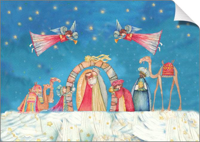 Купить и печать на заказ Картины на холсте Рождество иллюстрация