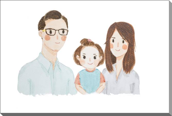 Купить и печать на заказ Картины на пластике, пеноркартоне Акварельная иллюстрация семья