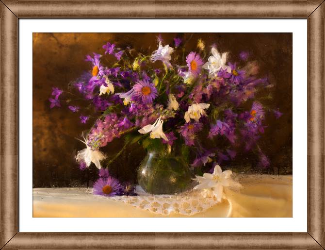 Купить и печать на заказ Картины в рамке, багете Колокольчики и ромашки