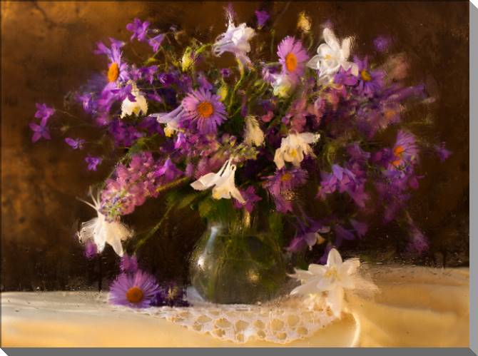 Купить и печать на заказ Картины на пластике, пеноркартоне Колокольчики и ромашки