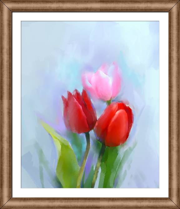 Купить и печать на заказ Картины в рамке, багете Тюльпаны цифровая иллюстрация
