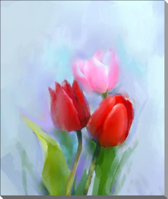 Купить и печать на заказ Картины на пластике, пеноркартоне Тюльпаны цифровая иллюстрация