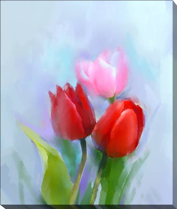 Купить и печать на заказ Картины на холсте Тюльпаны цифровая иллюстрация