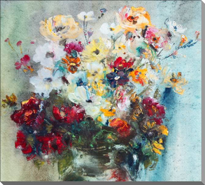 Купить и печать на заказ Картины на пластике, пеноркартоне Живописный букет в кувшине