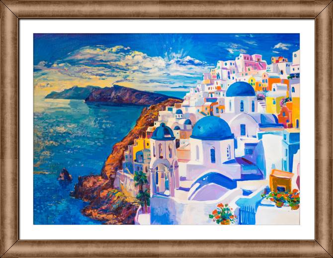 Купить и печать на заказ Картины в рамке, багете Живописный греческий пейзаж