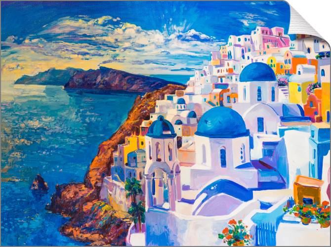 Купить и печать на заказ Картины на холсте Живописный греческий пейзаж