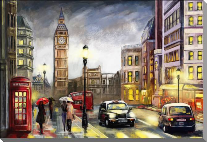 Купить и печать на заказ Картины на пластике, пеноркартоне Улица Лондона с видом на Биг Бен