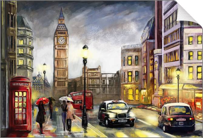 Купить и печать на заказ Картины на холсте Улица Лондона с видом на Биг Бен