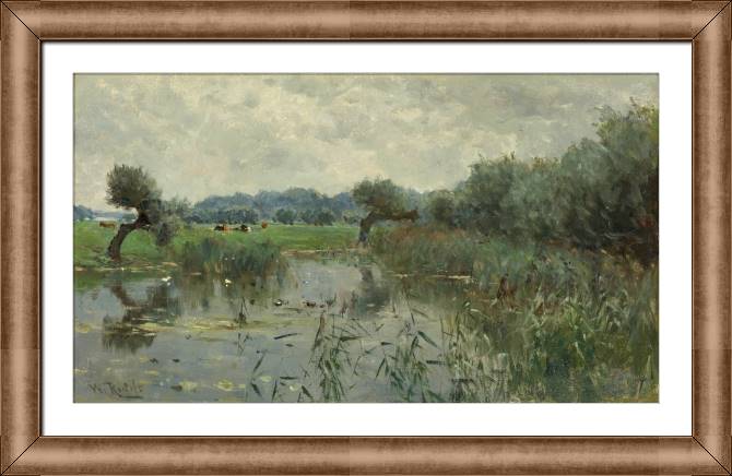 Купить и печать на заказ Картины в рамке, багете Заливные луга на реке Эйссел