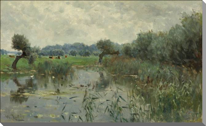 Купить и печать на заказ Картины на пластике, пеноркартоне Заливные луга на реке Эйссел