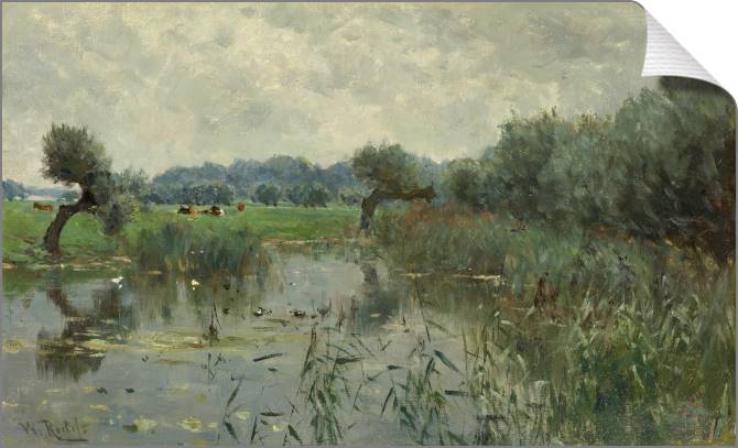 Paintings on canvas Meadows on the river IJssel (Willem Roelofs)