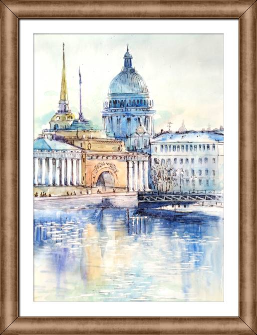 Купить и печать на заказ Картины в рамке, багете Пейзаж города Санкт-Петербурга