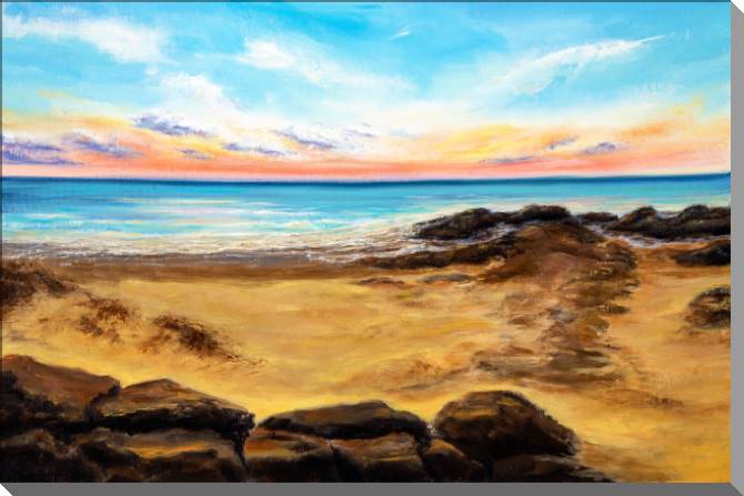 Купить и печать на заказ Картины на пластике, пеноркартоне Океанский пляж на закате