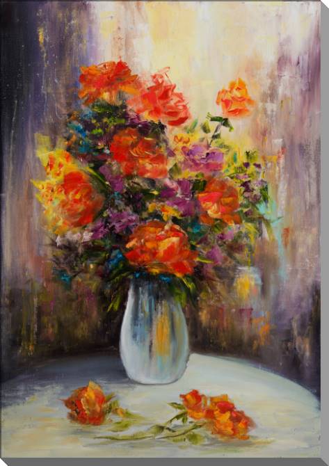Купить и печать на заказ Картины на пластике, пеноркартоне Живопись букет в вазе