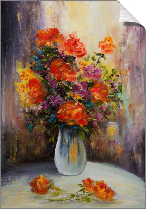 Купить и печать на заказ Картины на холсте Живопись букет в вазе