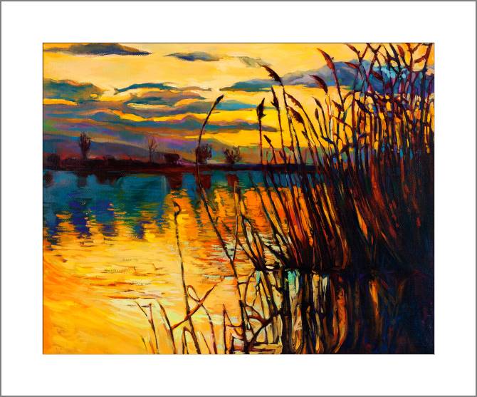 Paintings, photos from Passepartout Golden sunset over the lake