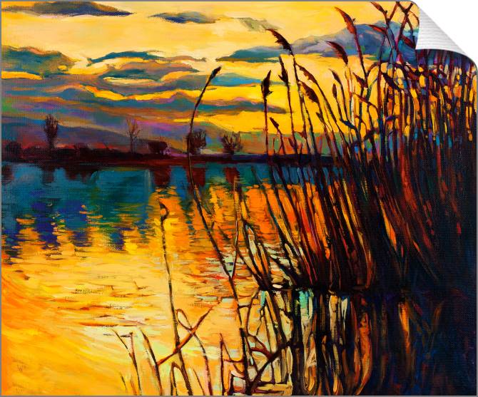 Картины на холсте Golden sunset over the lake