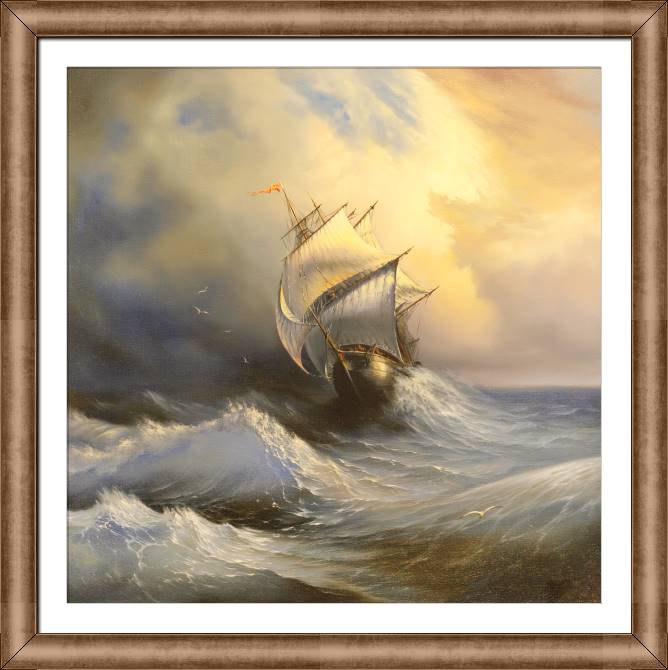 Купить и печать на заказ Картины в рамке, багете Парусное судно в бурном море
