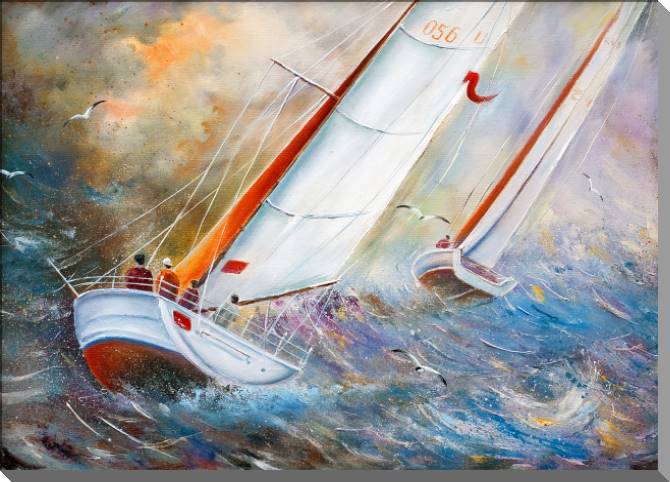 Купить и печать на заказ Картины на пластике, пеноркартоне Морская регата в шторм