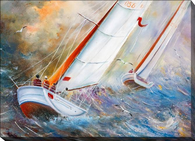 Картины на холсте Sea regatta in the storm