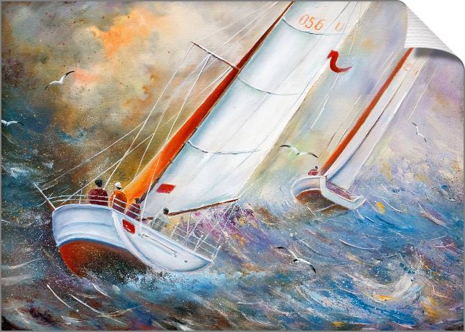 Купить и печать на заказ Картины на холсте Морская регата в шторм