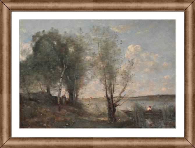 Купить и печать на заказ Картины в рамке, багете Лодочник среди камышей